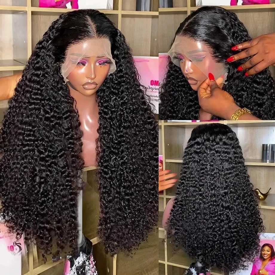 Kinky Curly 13x4 Lace Front Human Hair Wigs For Women Indian Deep Curly Lace Frontal Wig Wet And Wavy Closure Wigs 200% DensityXJ241008
