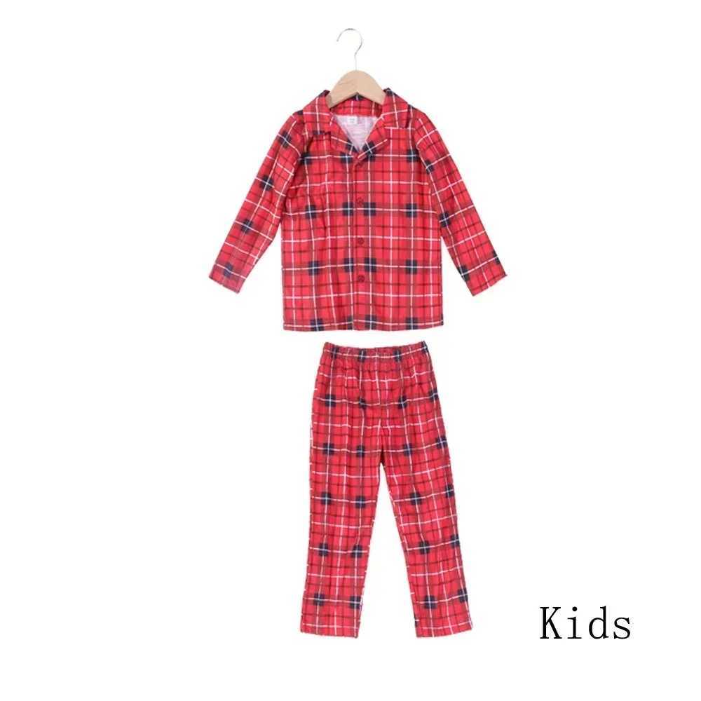 Christmas Pajamas Parent-child Matching Outfits Plaid Print Shirt+Pants 2 Pieces Suit Baby Dog Romper Sleepwear Xmas Family LookXJ241008