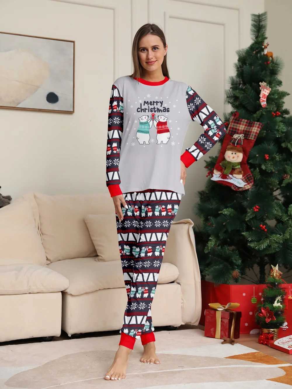 Christmas Family Matching Pajama Set Adult and Childrens Pajama Top+Pants Family Appearance Christmas Pajama Set Baby Boys and Girls jumpsuit W241008