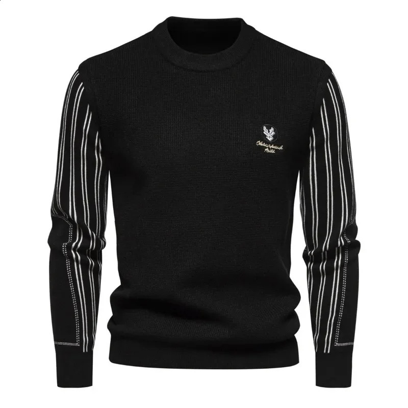Autumn and Winter Mens Knitted Sweater Fashionable Slim Fit Comfortable Pullover Round Neck Sweaters 240930