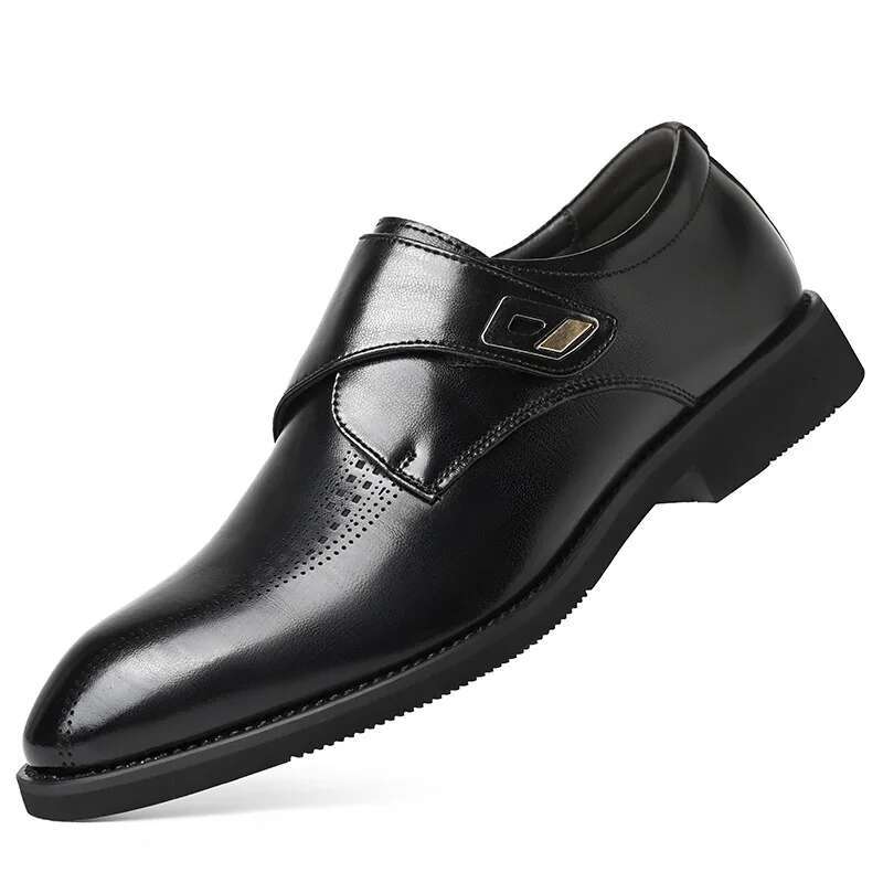 High Quality British Velcro Work Business Casual Formal Wear Slip On Baita Leather Shoes For Men