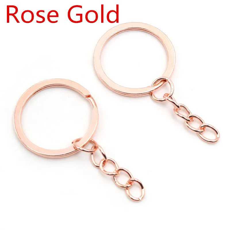 20 pcs/lot Key Ring Key Chain 6 Colors Plated 50mm Long Round Split Keychain KeyringsX241008