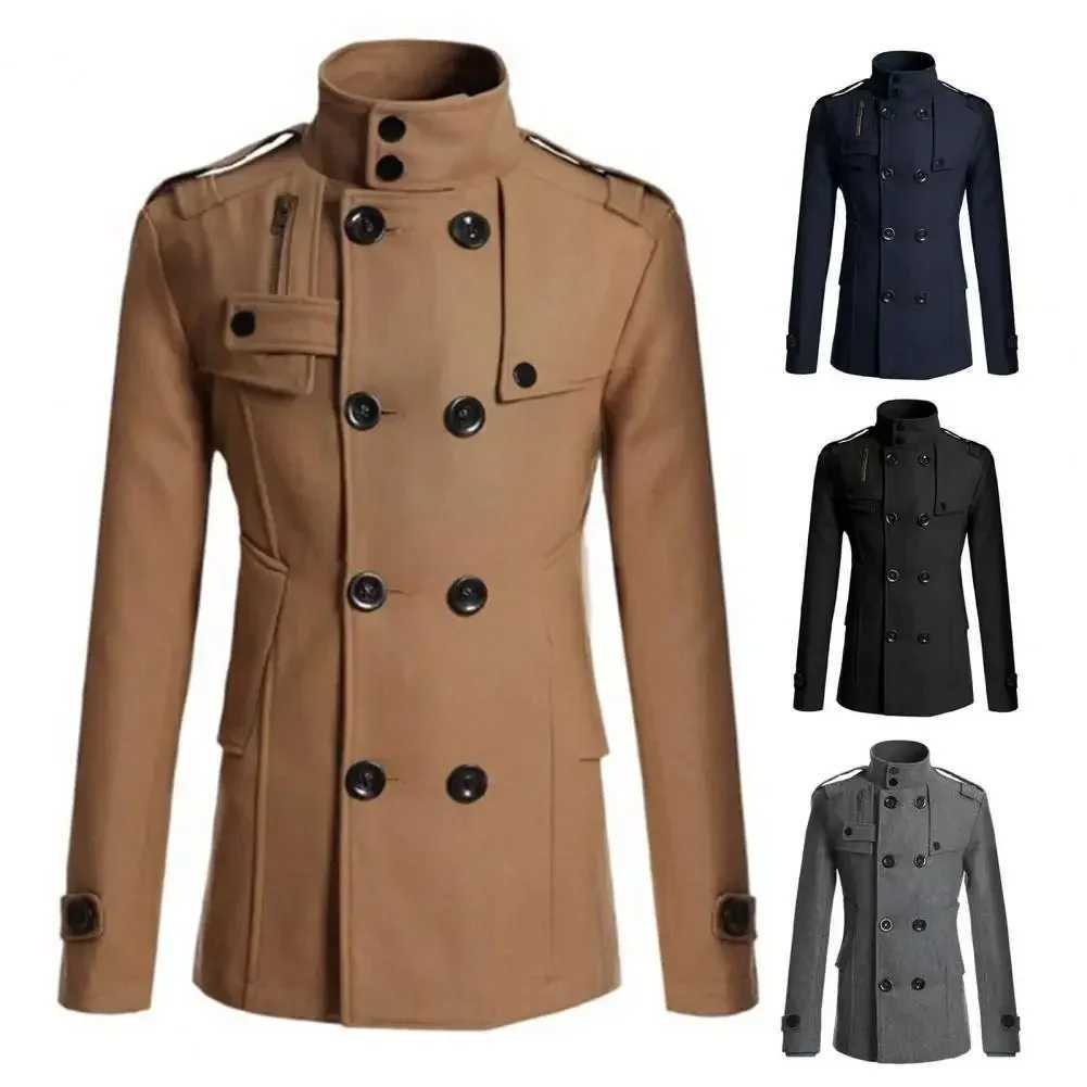 Windproof machine formal clothing mens coat outerwear casual business coat outerwear workwear double-layer solid winter color W241007