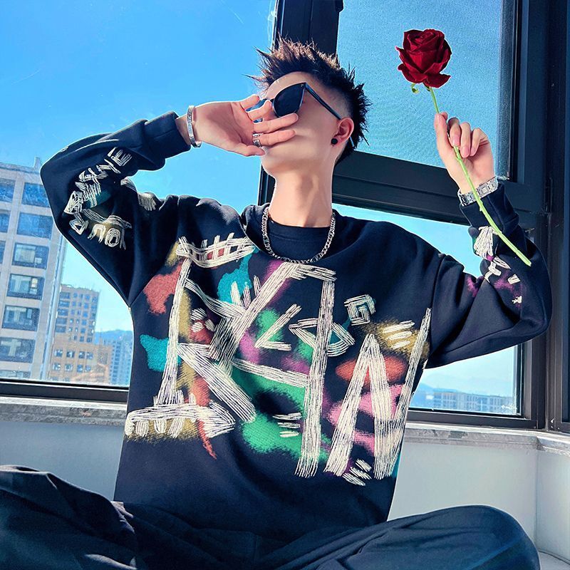 Fashion brand hoodie men's thin soled shirt long sleeved clothes 2024 new autumn and winter indoor T-shirt handsome