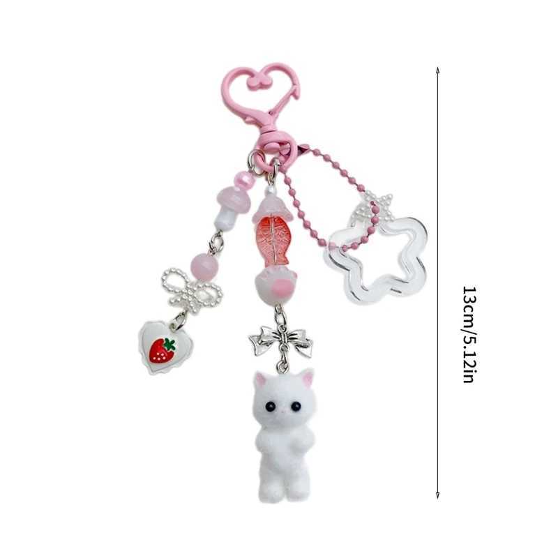 Flocking Star Heart Keychain Pendant Lovely Hanging Decorations Keyring Charm for Purse Bag Backpack HandbagX241008