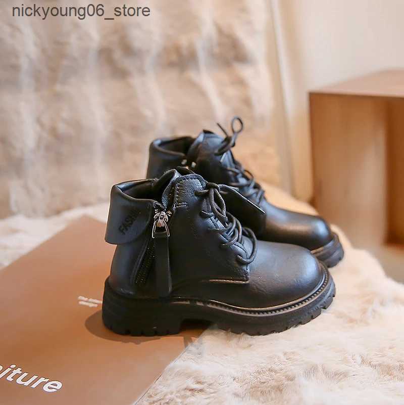 Boots 2023 New Non-slip Versatile Soft Children Fashion Casual Boots Turned-over Edge Classic Britain Kids Shoes for Girls and Boys L240910
