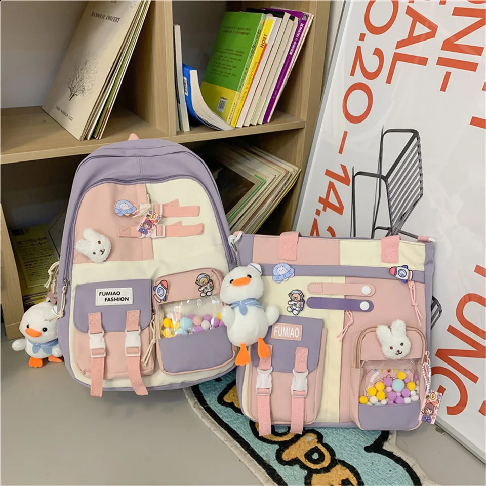 Japanese high school girl backpack teenage multi pocket Kawaii cute Mochila 241008