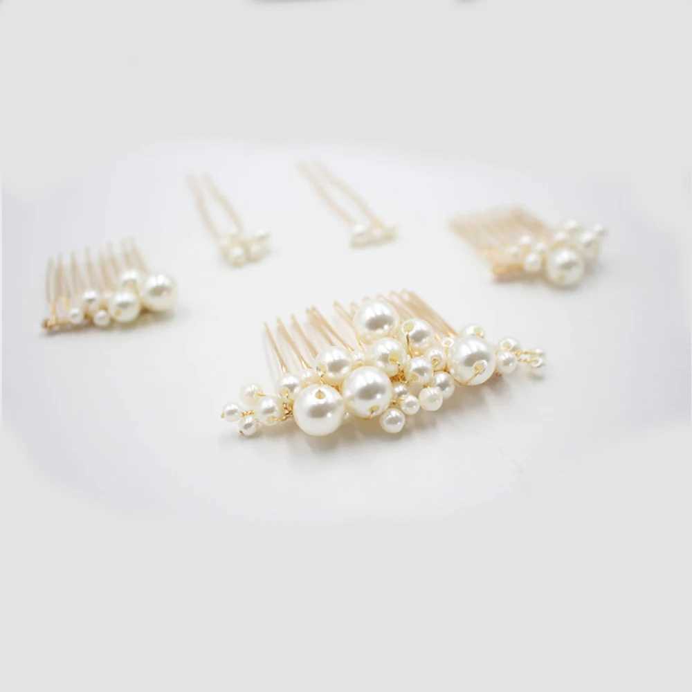 5 PCSt simulated pearl hair clips and combs for womens flowers hair combs wedding party hair accessories and womens gifts W241007