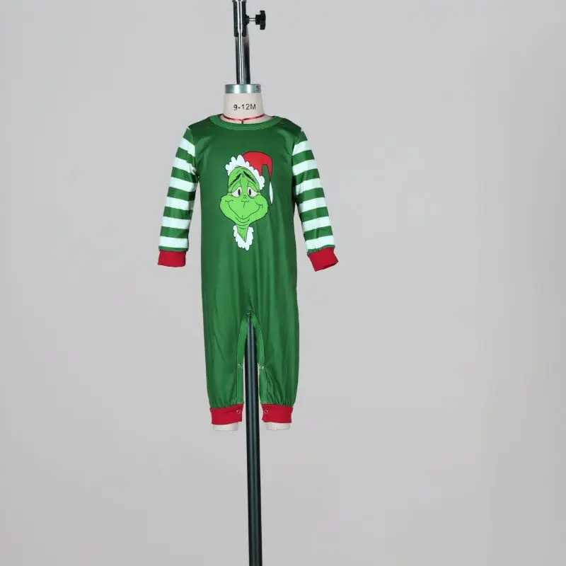 Christmas Family Pajama Elf Set 2022 Christmas Green Cotton Printed Pjs Adult Children Baby jumpsuit Family Matching Pajama Set W241008