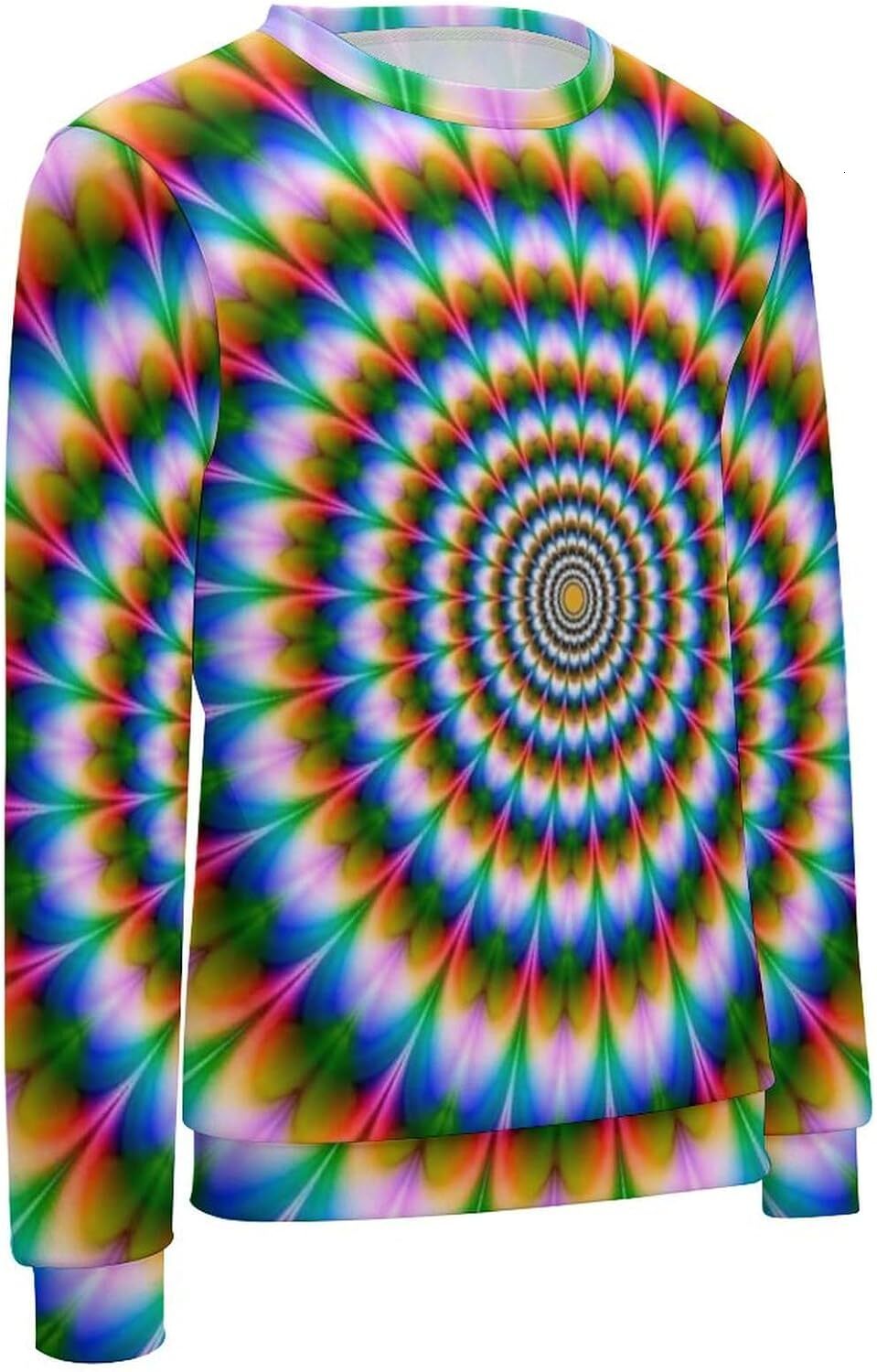 Long Sleeve Shirts for Men sweatshirt Mens Trippy Psychedelic Sweatshirt Optical Illusion Trippy Novelty Focus Drawing Round Neck Pullover T shirt Tee