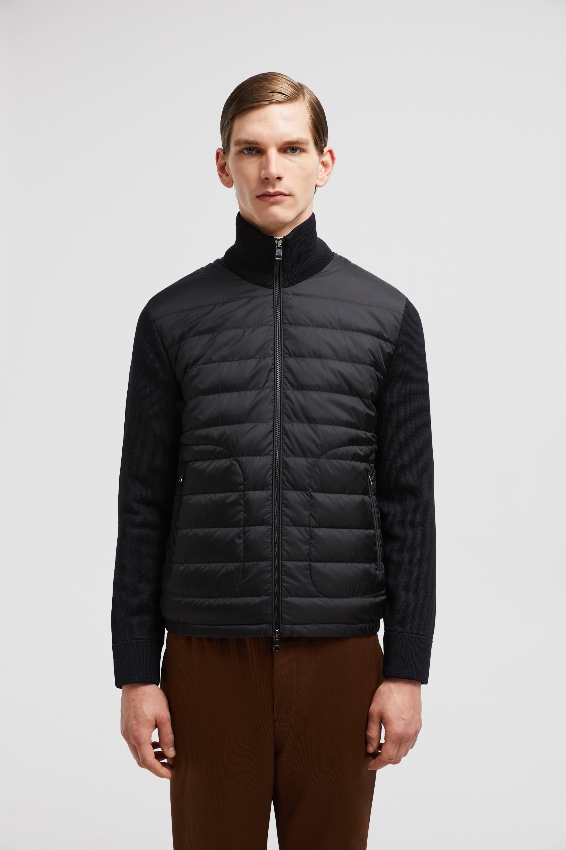 Designer Jacket men Jackets womens down jacket mens parka Embroidered Badge Stand Collar Knitted Splice Sweater Lightweight Casual Mens Puffe