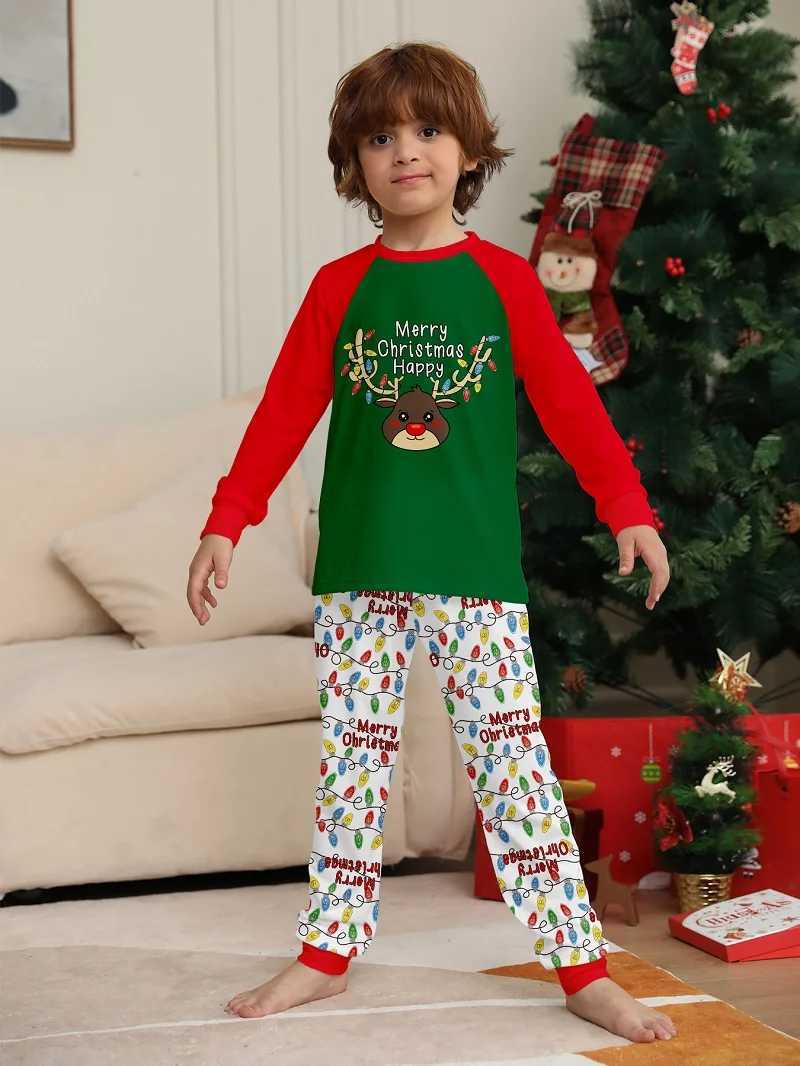 2025 Christmas Family Matching Pajamas Happy Christmas Deer Adult Childrens Clothing Top+Pants 2PCS Christmas Pajamas Dog Clothing W241008