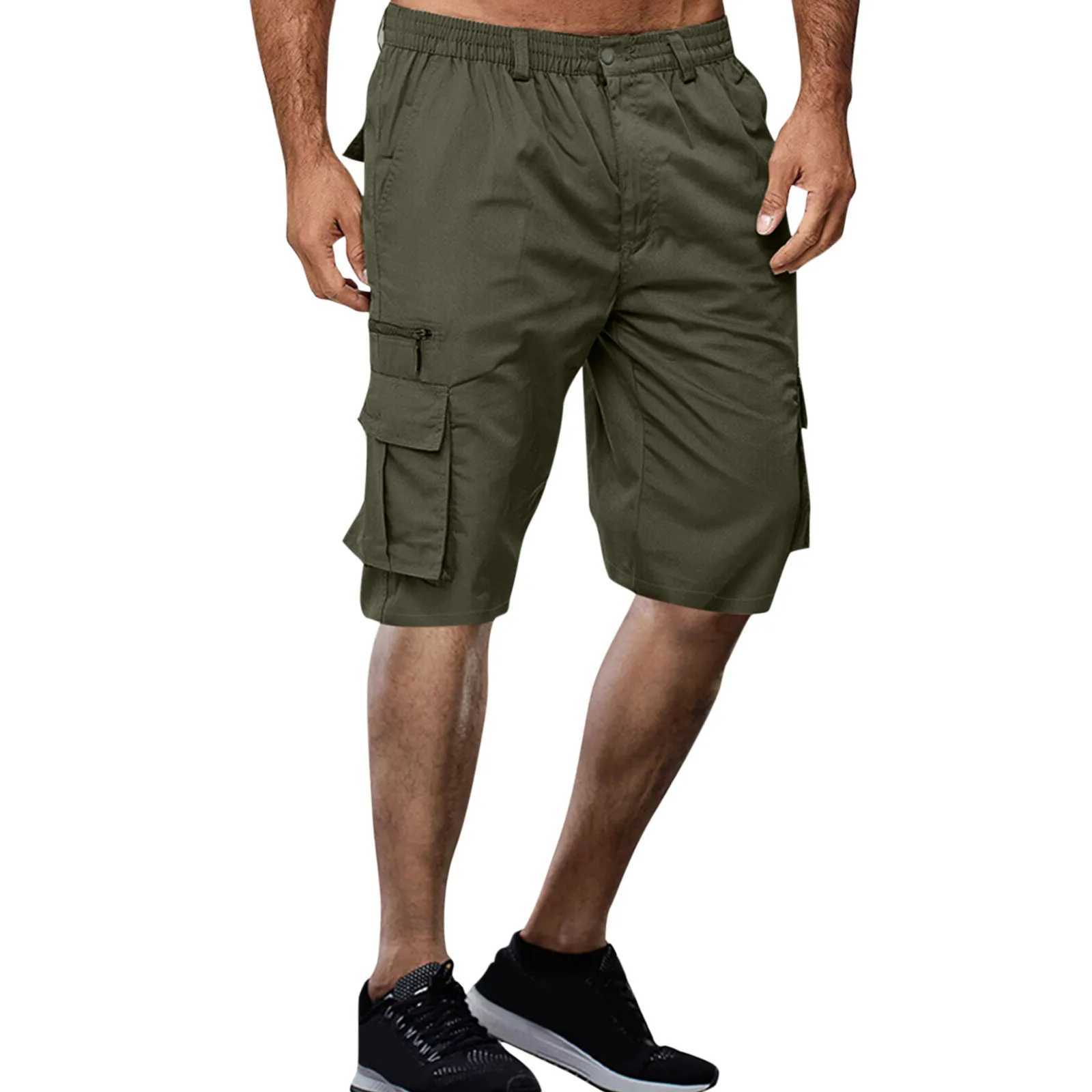 Mens military cargo shorts mens tactical pants casual large pocket sports flat cargo panel Trouser Plus size S-3xlW240713