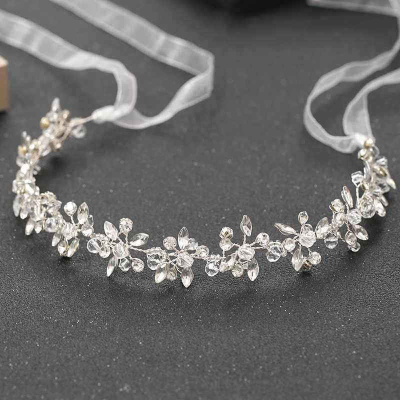 Handmade Silver Womens Bridal Headband with Crystal Water Diamond Hair Wedding Hair Accessories Vine Party W241007