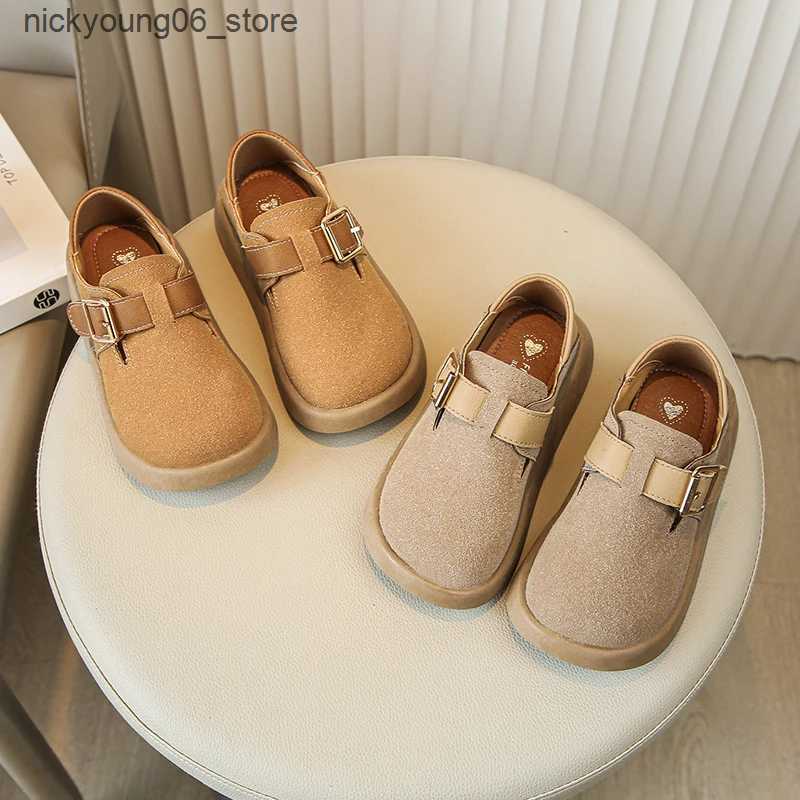 Boots 2024 New Boys Casual Shoes Children Fashion Buckle Round-toe Britain Style Girls Loafers Versatile Breatheable Kids Unisex Shoes L240910