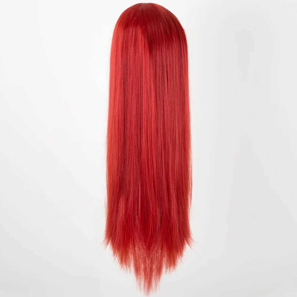 Red Wigs Fei-Show Middle Part Line Synthetic Long Straight Hair Heat Resistant Fiber Female Costume Cos-play Carnival HairpiecesXJ241008
