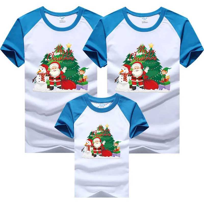 Cute Christmas Family Matching T-shirt Mom and Daughter Clothing Dad and Child T-shirt Cotton W241008