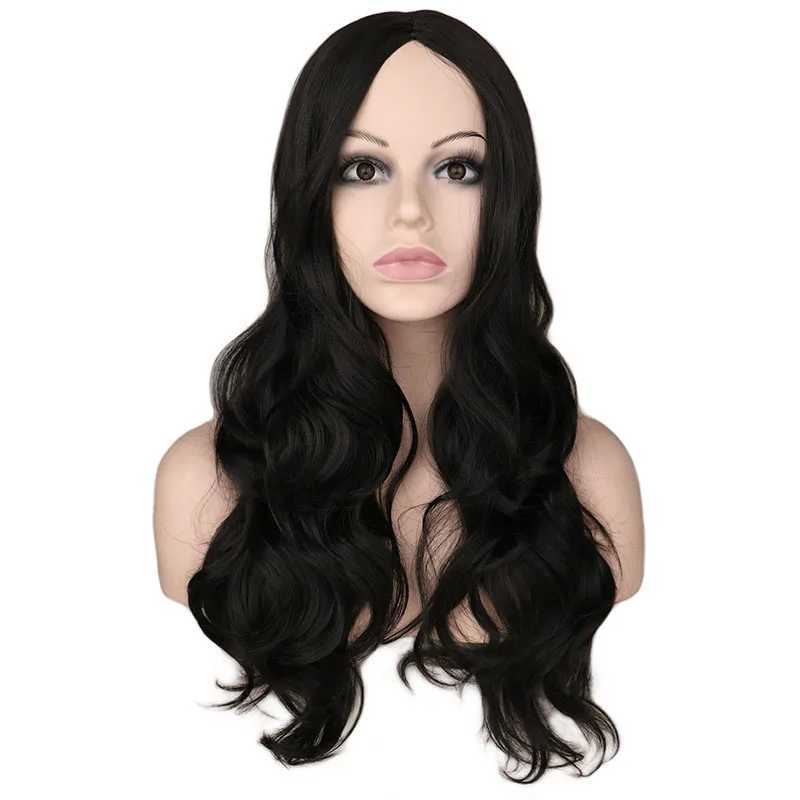 Long Wavy Synthetic Wig For Women Black Peluca Party Natural Heat Resistant Hair Wigs Pelucas Costume PartyXJ241008