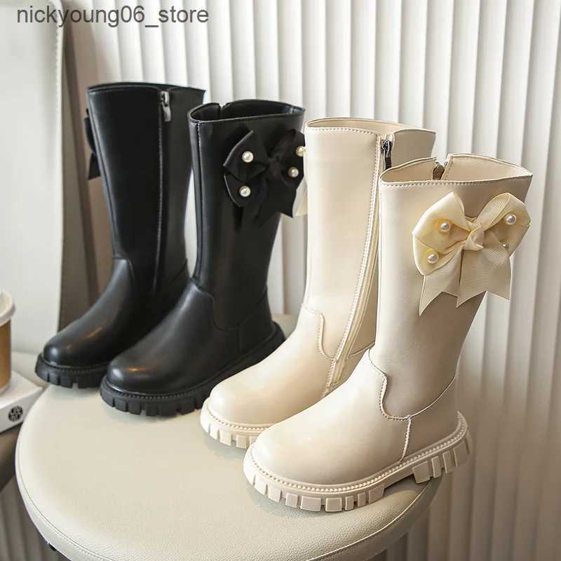 Boots Zapatos Nia Fashion Girls Boot 2023 Witer New Plush Girl Long Boot Warm High Boot Warm High Boot Princess Boot Kids Shoe Bota L240910
