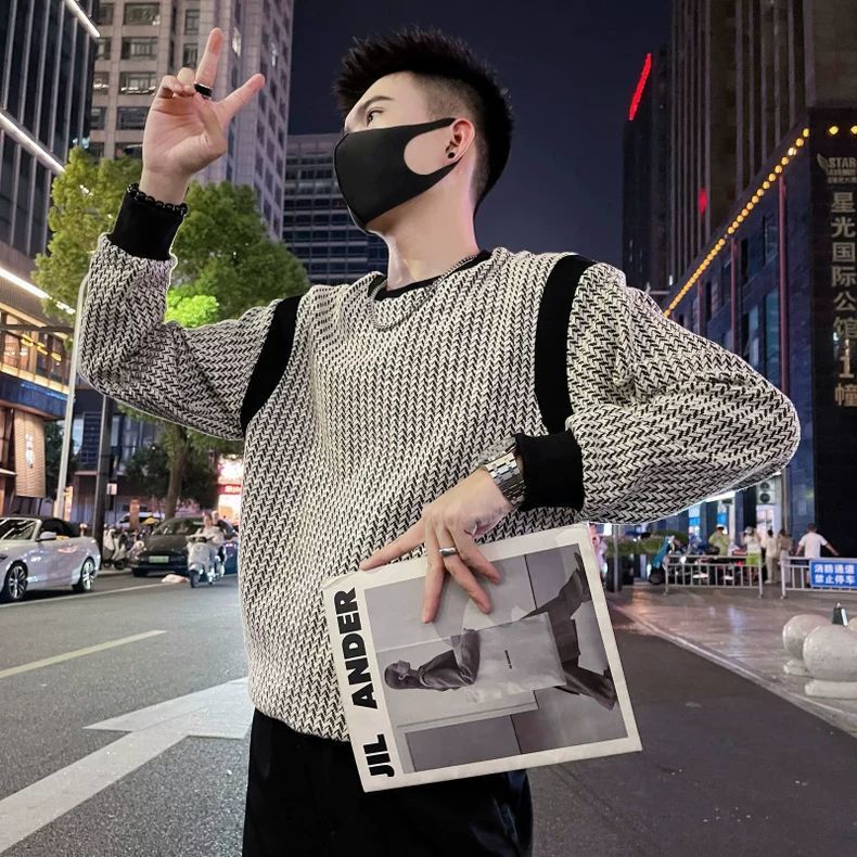 Sportswear fashion brand long sleeved T-shirt 2024 new designer winter wool top men's pullover