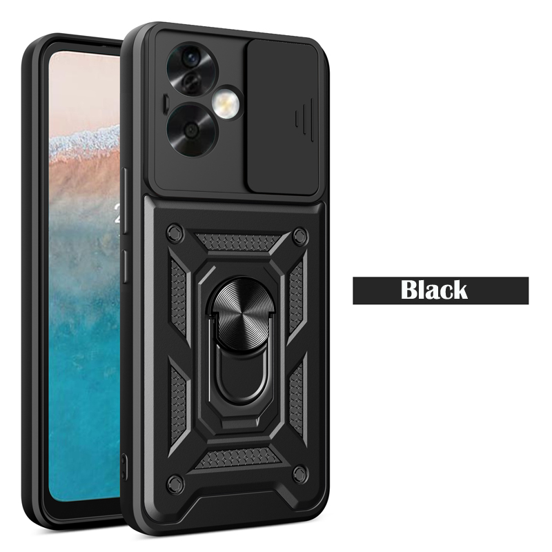 S26 Ultra Armor Rugged Case Ring Stand Push Pull Slide Lens Protection For Samsung S25 Edge S24 FE Plus A06 A16 A26 A36 A56 A07 A17 A27 A37 A57 M56 A1