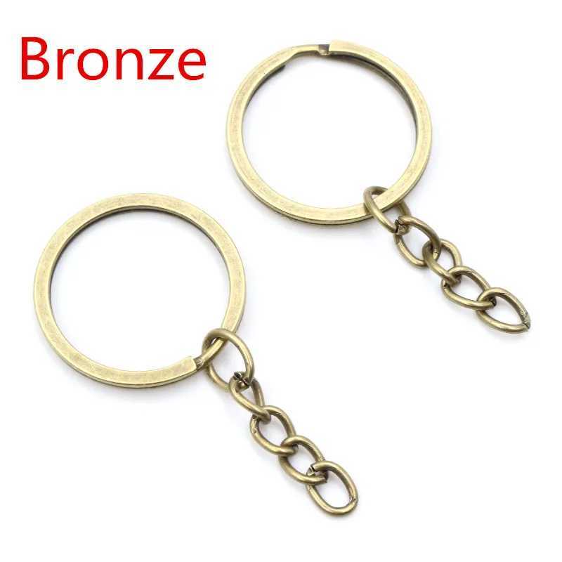 20 pcs/lot Key Ring Key Chain 6 Colors Plated 50mm Long Round Split Keychain KeyringsX241008