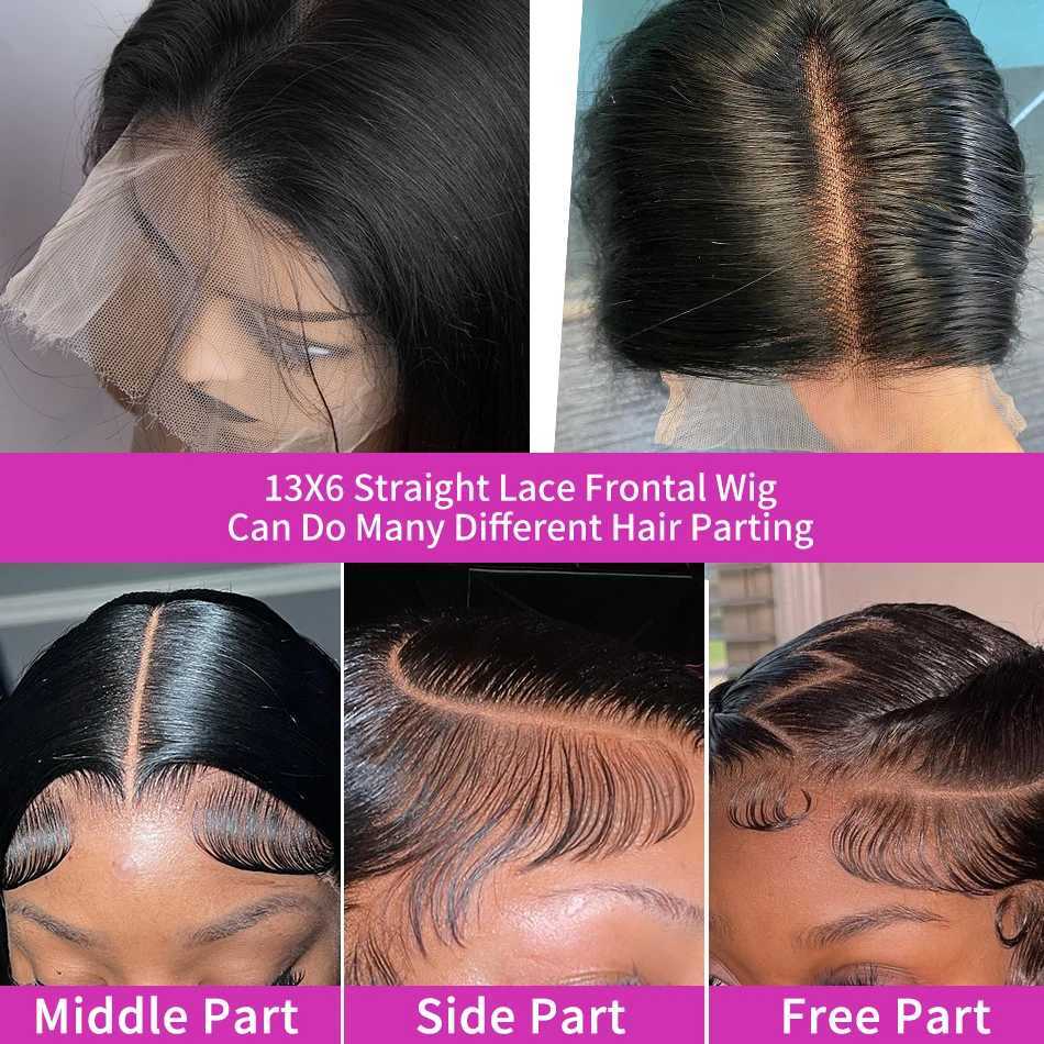 Brazilian 30 38 Inch Straight Lace Frontal Wig 13x4 13x6 Transparent HD Lace Front Wigs Human Hair Pre Plucked 5x5 Closure WigXJ241008