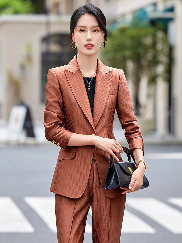 Fashion Spring and Autumn Womens Pants Set Womens Pants Womens Work Clothes Jacket and Trouser Form 2-piece Set 240927