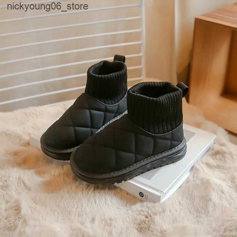 Boots Kid Snow Boots Winter Boots Plush Boy Ankle Boot Warm Girl Cotton Shoes Fashion Kid Shoe Non Slip Padded Boots Botas Nia L240910