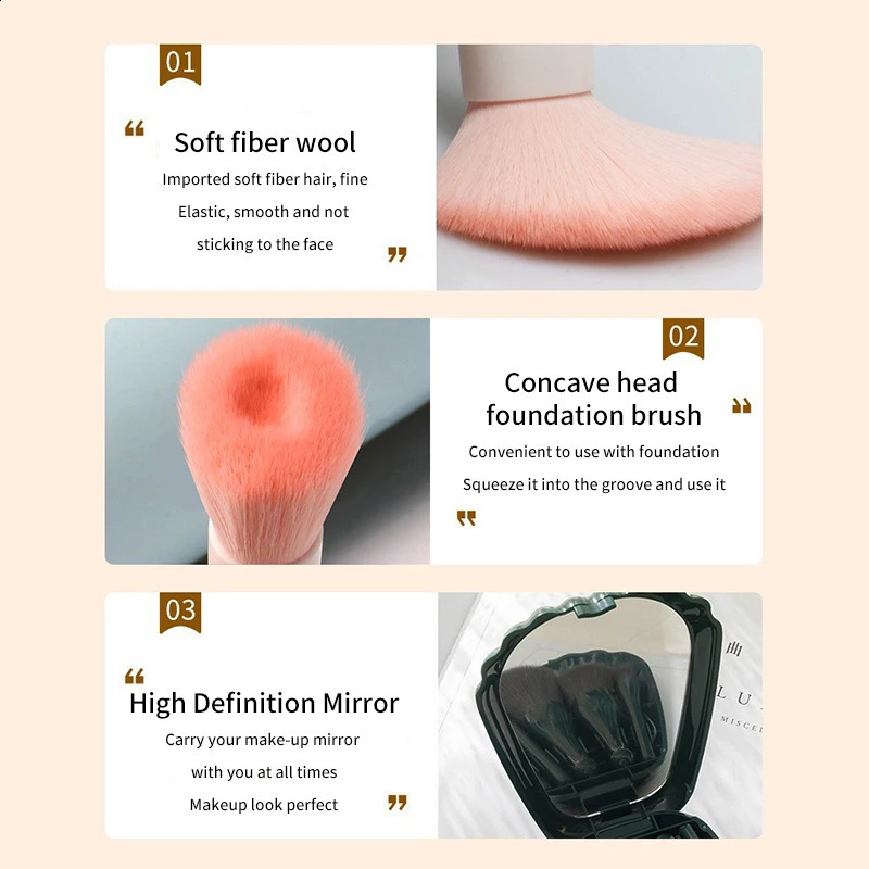 5Pcs shell portable makeup brush set HD mirror soft fiber beauty tool brush lip brush complete set of makeup brushes 241008