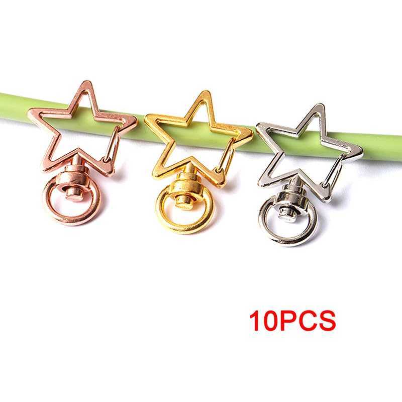 10pcs New Cute Star Pentagram Hollow Key Chain Key Ring Keychain DIY Accessories Lobster Clasp Jewelry Making FindingsX241008