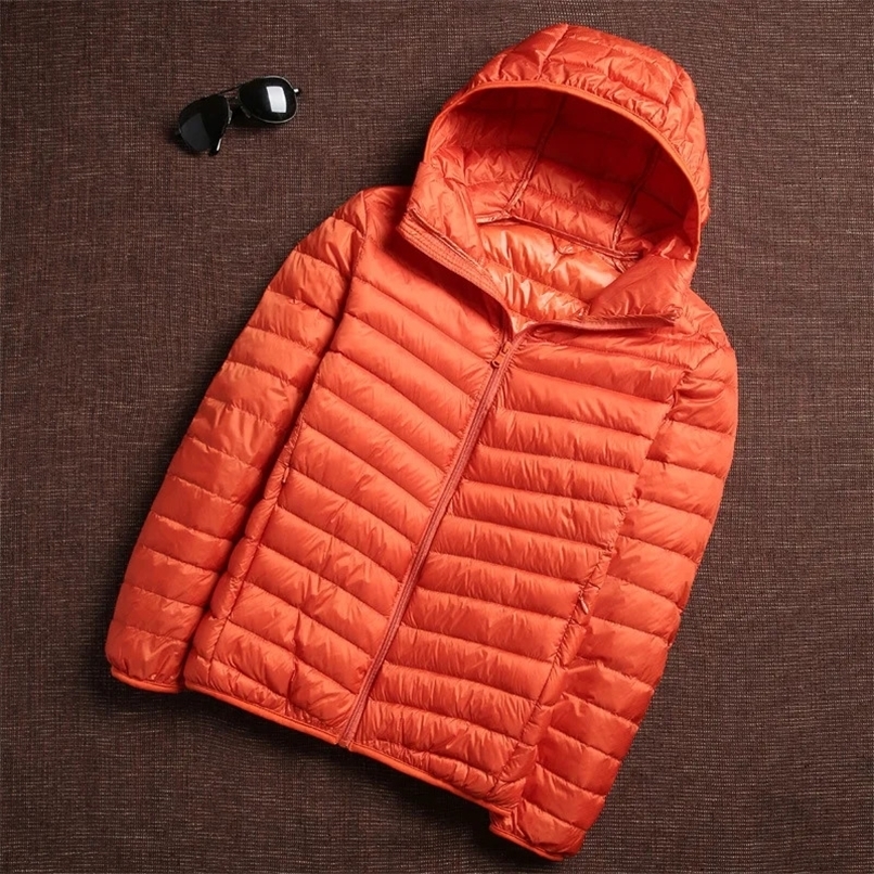 6-color mens inflatable jacket mens Korean fashion casual hooded ultra light packaging waterproof windproof breathable down jacket 240930