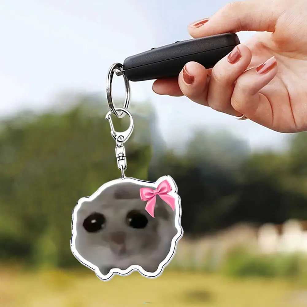 Popular Funny Meme I Am Just A Girl Sad Hamster Key Chain Keychains For Accessories Bag Pendant Keyring Jewelry Fans GiftsX241008