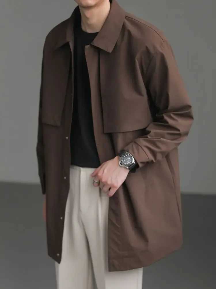 Spring and summer windproof mens mid length jacket fashionable breathable and windproof trend A107 W241007
