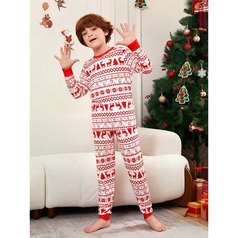 Christmas Family Matching Pajama Set Classic Elk Red Print Adult Mom Dad Daughter Pajama Set W241008