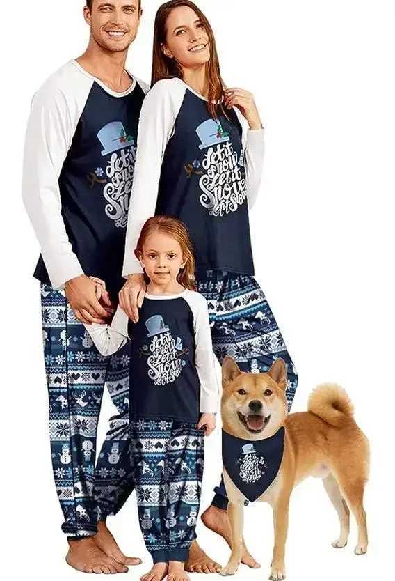 2024 Winter Letter Printing Christmas Family Pajama Set Mother Father Children Dog Matching Set Cute Soft Pajama Christmas Appearance Pjs W241008