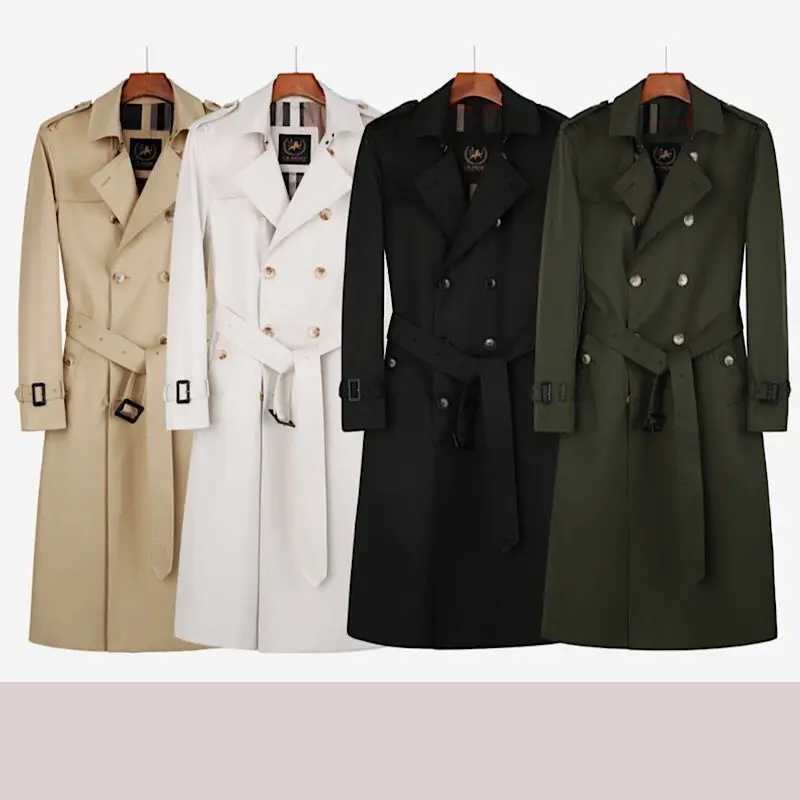 Spring Autumn Winter British Luxury Brand High Quality Mens Windbreaker khaki/black/dark blue plus size jacket W241007