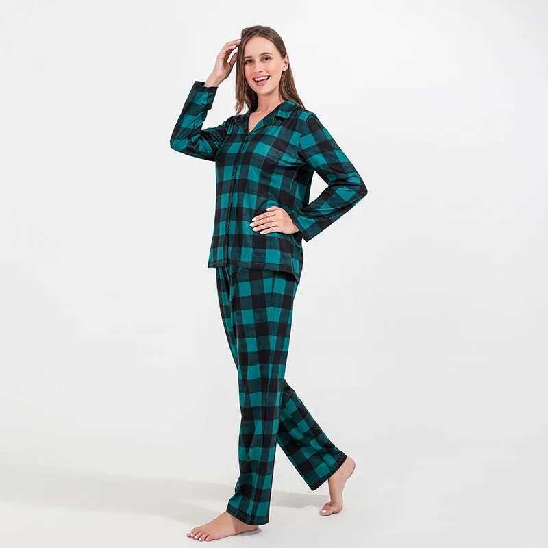 2024 Christmas Family Appearance Plain Long sleeved Shirt+Trousers 2-piece Set Family Clothing Christmas Matching Pajama Set Warm and Soft Pjs W241008