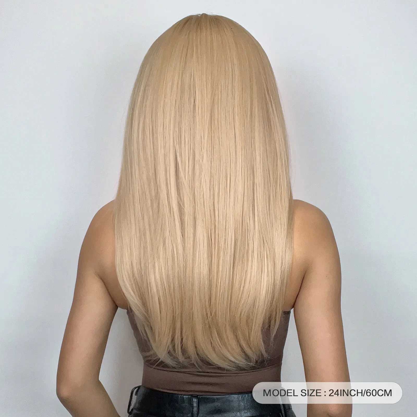 HENRY MARGU Blonde Layered Synthetic Wigs with Bangs Long Straight Wig for White Women Heat Resistant Fiber Hair Daily Party UseXJ241008