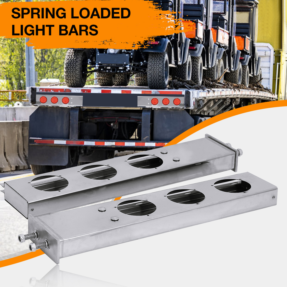 Stainless Steel Straight Spring Loaded Mud Flap Hanger Bracket Mudflap Holder Set 2.5" Bolt Spacing 30" Length with 4" Light Cutouts fi