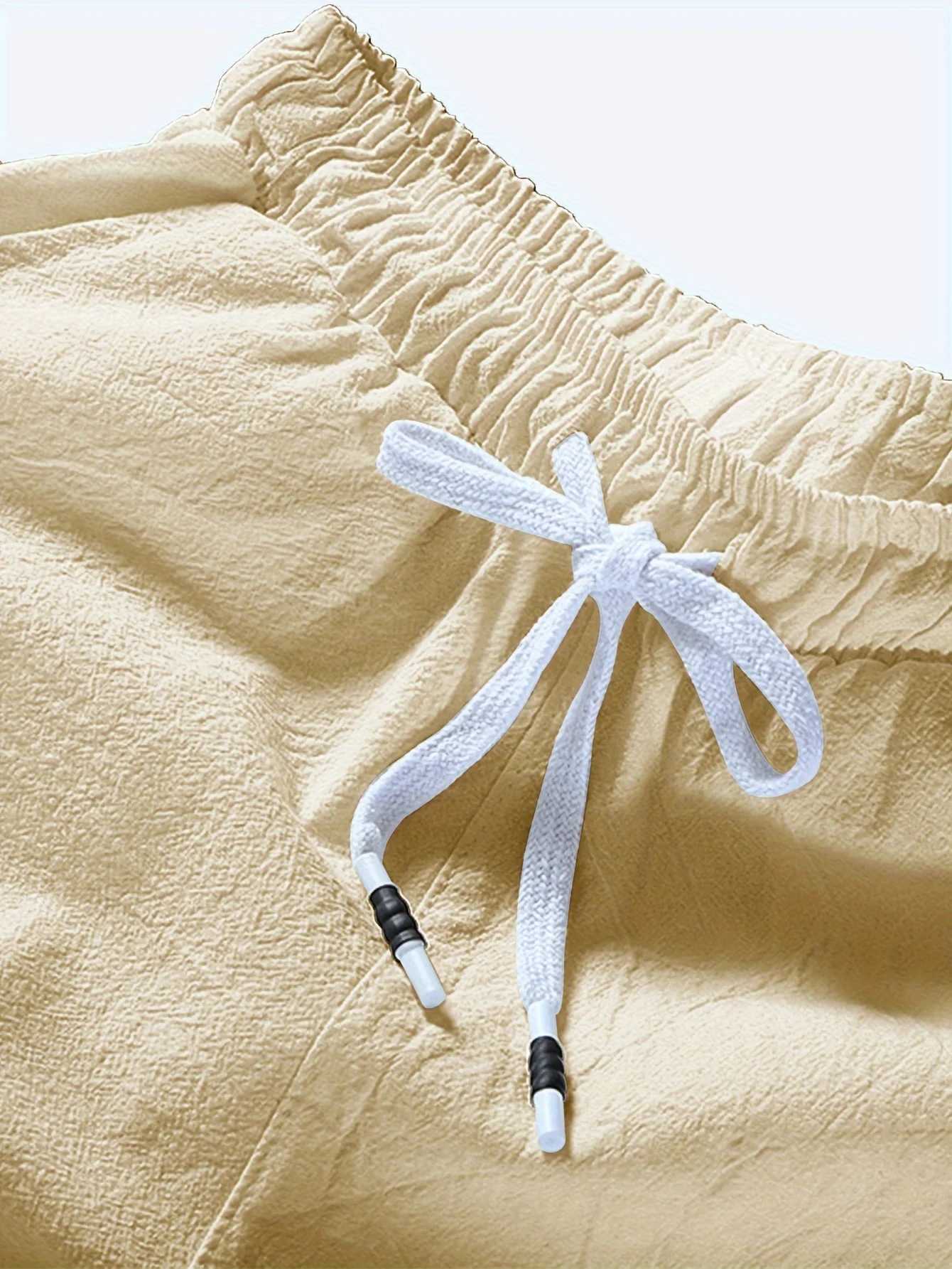 Cotton comfortable mens casual drawstring loose shorts with pockets for summer beach sports vacationW240713