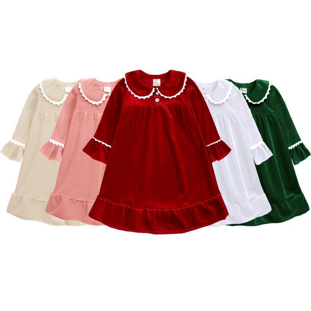 2024 Christmas Childrens Clothing Red Velvet Long Sleeve Pajama Set Family Match Preschool Boys and Girls Robe Set Christmas Gift Clothing W241008