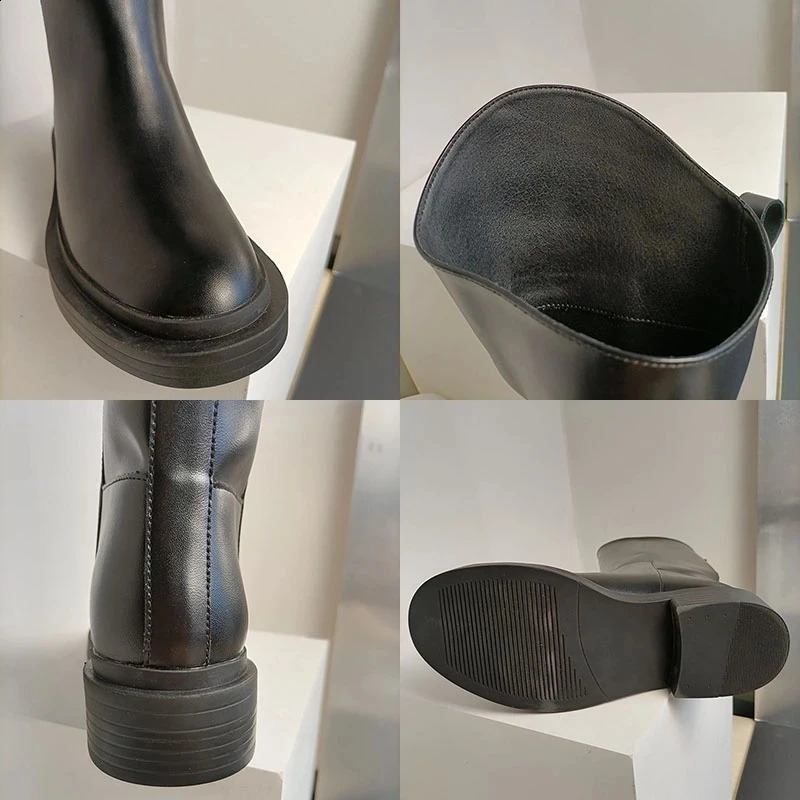 Winter Autumn Women 2024 Knee High Boots Fashion Low Heels Shoes Female Slip On Casual Ladies Long Western 240924 4