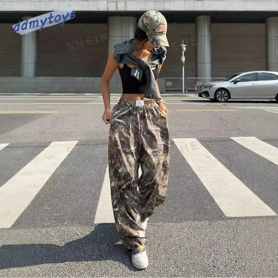 dongdumaoyi Spring and Autumn Hot Girl Women 's Printed Knitted High Waist Wide Leg Pants F1008#30