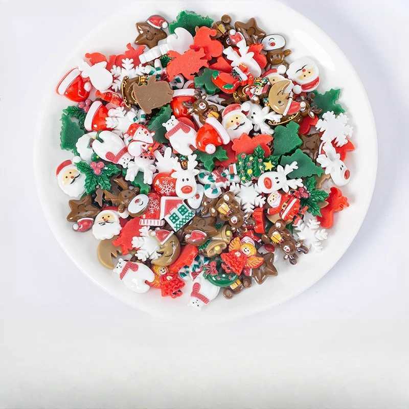50 random creative resin mini items fun DIY decoration Christmas atmosphere props supply snowflake snowman materials Y241007