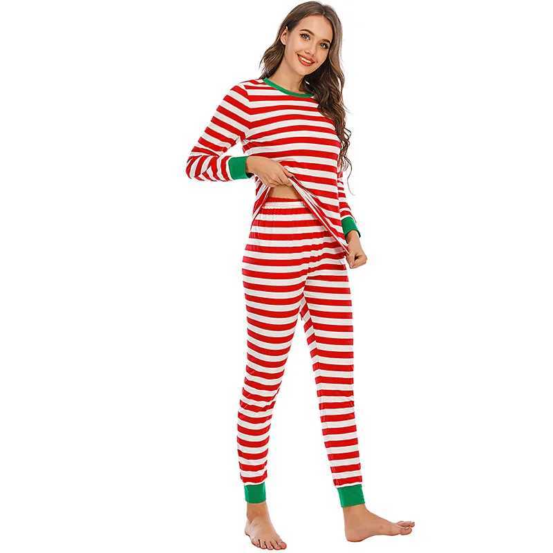 Red and White Striped Family Christmas Pajama Set Childrens Pajamas Mother Father Childrens Family Appearance Couples Pajamas W241008