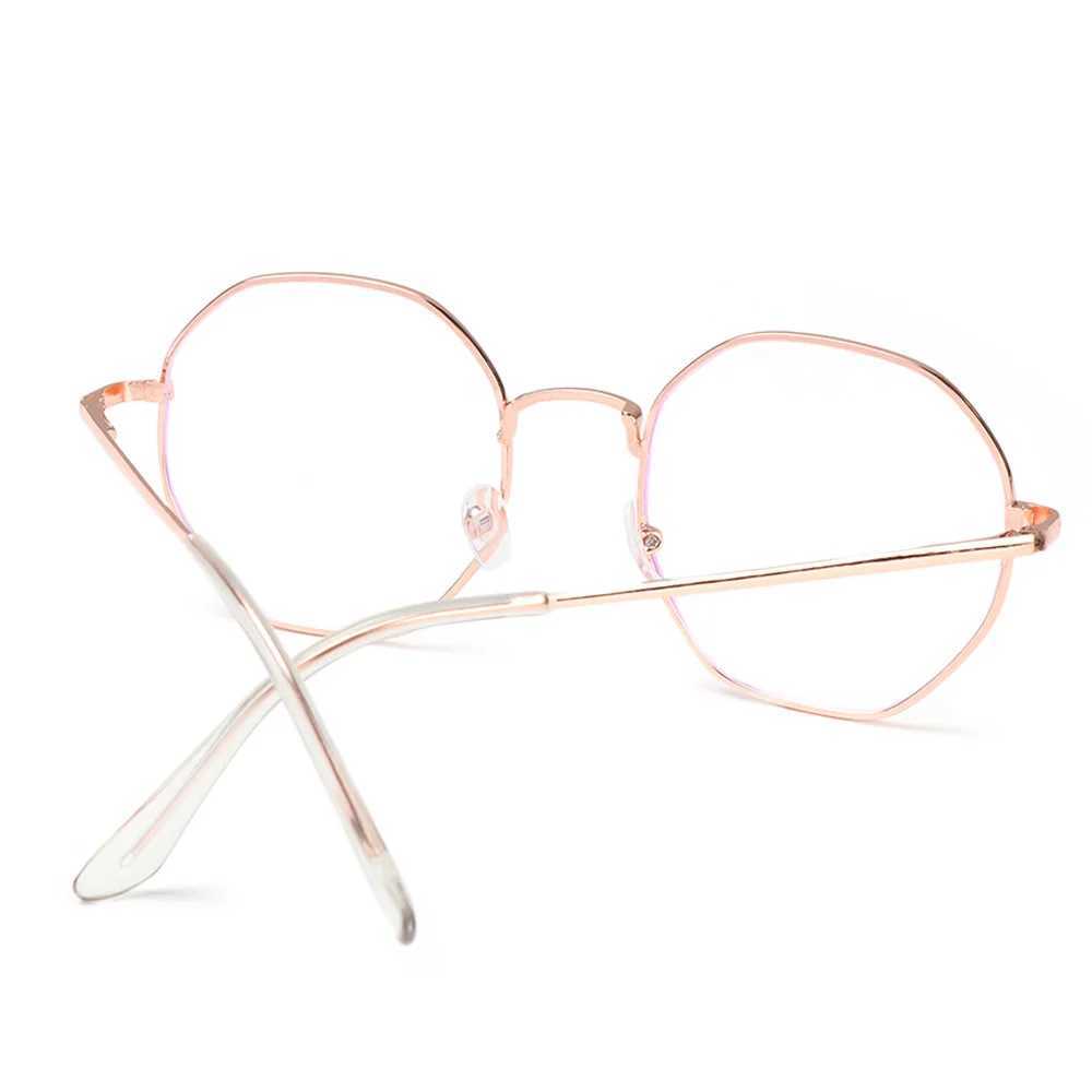 1PC Fashion Vintage Anti Blue light Glasses Women Men Octagon Eyeglasses Metal Frame Glasse Simple Clear EyewearX241008