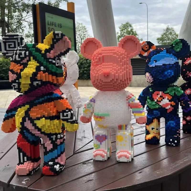 Blocks DZ Bear Blocks Series Blocks Small Particle Cartoon Splicing Block Decoration Student Unisex Extra Large Doll Gift Halloween New L240910