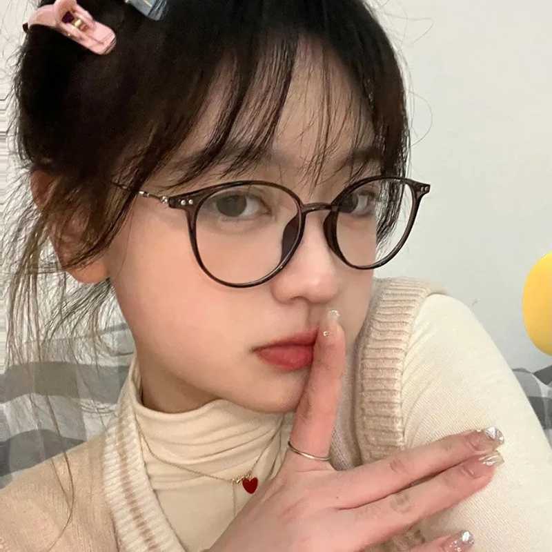 Retro Anti Blue Light Glasses Women Men Round Frame Computer Reading Eyewear Vintage Oversized Optical Spectacle EyeglassX241008