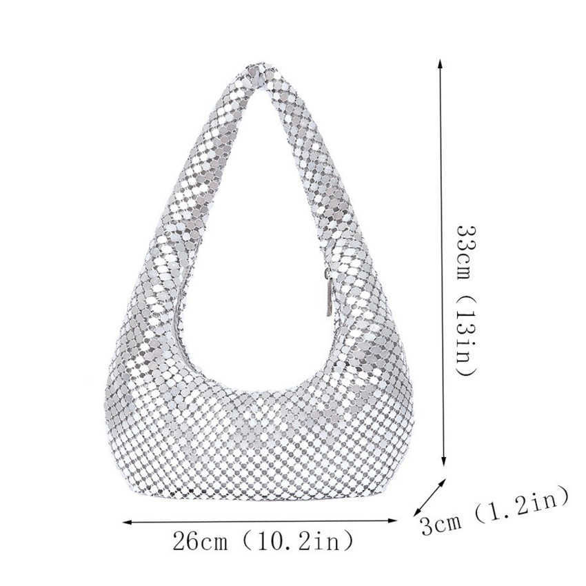 Clutch Bag New Womens Armpit Bag Gold Aluminum Foil Dinner Bag Fashionable Handbag Party Socialite Handbag 240920